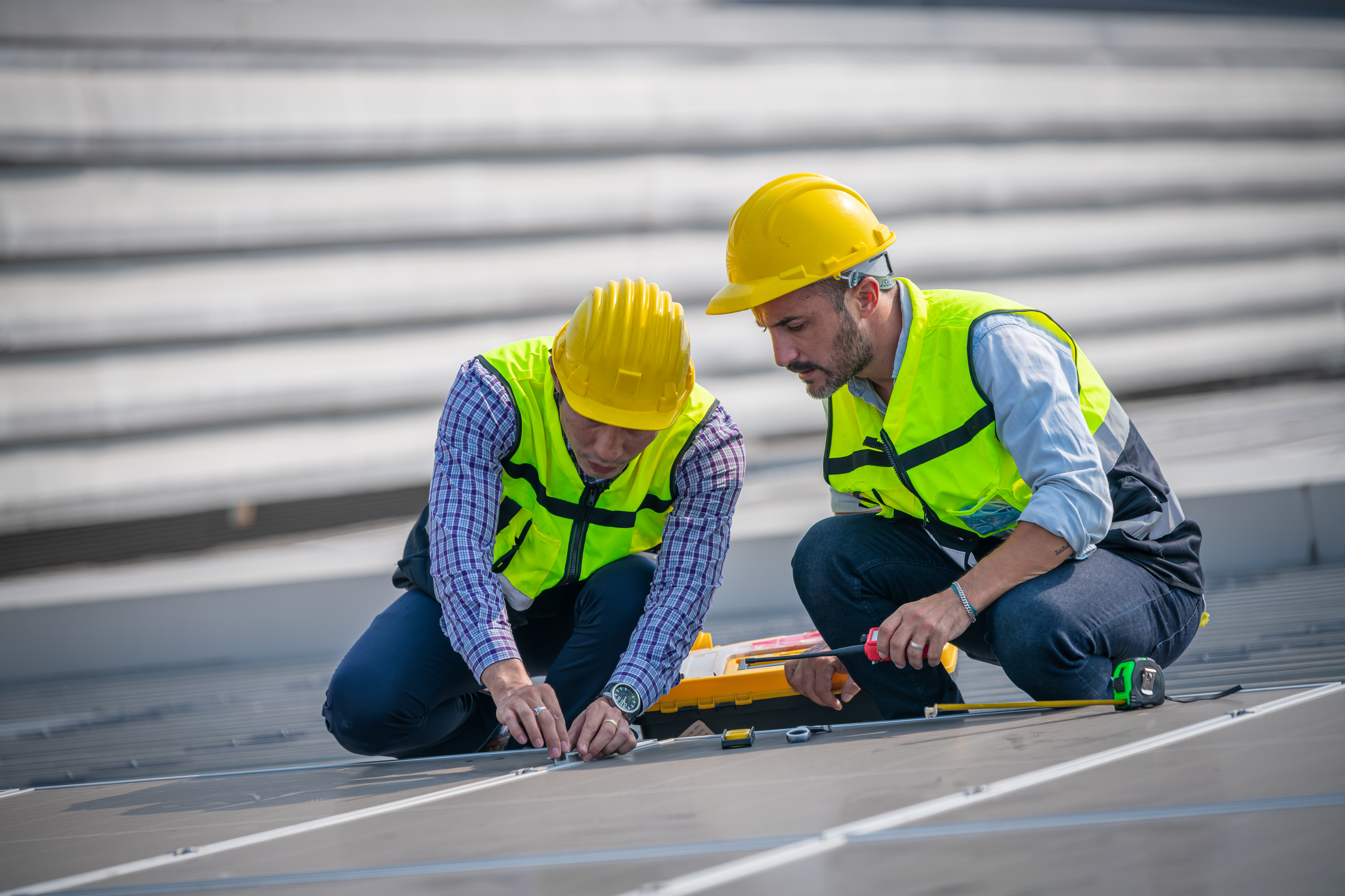engineers-walking-on-roof-inspect-and-check-solar-2023-11-27-05-31-57-utc